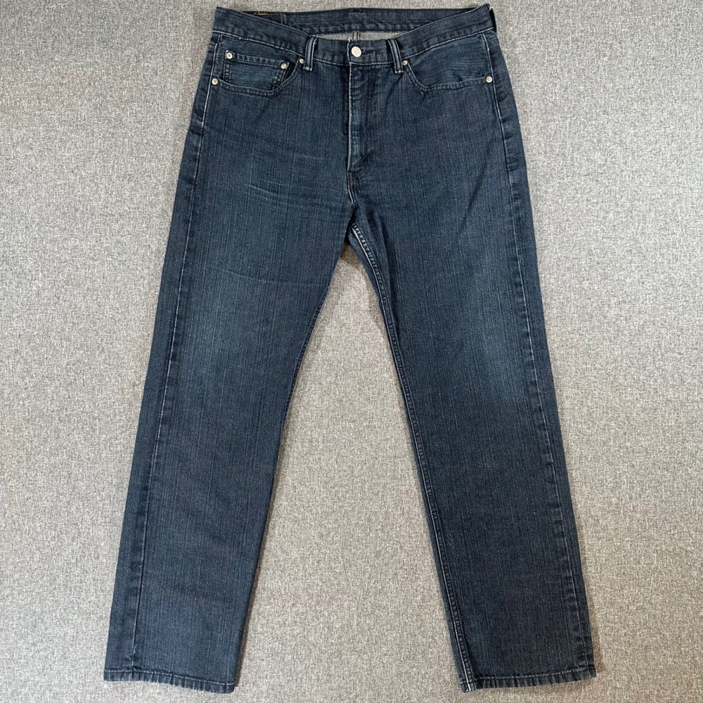 Levis 505 Regular Fit Jeans Mens 36x32 Dark Wash Blue Straight Leg Denim Pants